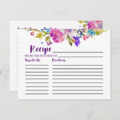 紫とピンクの花ブライダルシャワーレシピカード ポストカード (正面/裏面)