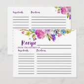 紫とピンクの花ブライダルシャワーレシピカード ポストカード (正面/裏面)