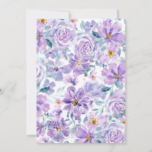 紫とピンクの花ベビー招待状 招待状 (裏面)