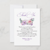 紫とピンクの花ボタニカル サンキューカード (正面)