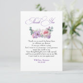 紫とピンクの花ボタニカル サンキューカード (スタンド正面)