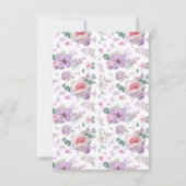 紫とピンクの花ボタニカル サンキューカード (裏面)