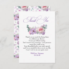 紫とピンクの花ボタニカル サンキューカード