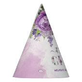 紫とピンクの花女の子のシャワー パーティーハット (左)