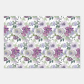 紫とピンクの花柄 ラッピングペーパーシート (正面3)