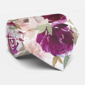 紫とピンクの花模様の花 ローズ ネクタイ (ロール)