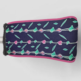 紫とピンクの花 ゴルフヘッドカバー