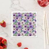紫とピンクの花 スタンダードカクテルナプキン (インサイチュ)