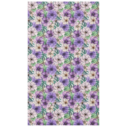 紫とピンクの花 テーブルクロス (正面)