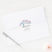 紫とピンクの花。フラワーのウェディングサンクユー ラウンドシール (封筒)