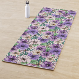 紫とピンクの花 ヨガマット