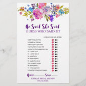 紫とピンクの花"彼は彼女が言った"ゲーム (正面)