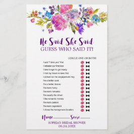 紫とピンクの花"彼は彼女が言った"ゲーム