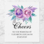 紫とピンクの花。花の結婚式の歓声 ワインラベル (シングルラベル)