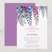 紫とピンクの藤のエンゲージパーティー 招待状 (正面/裏面)