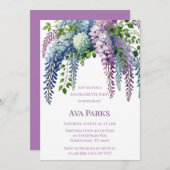 紫とピンクの藤のバチェロレッテ 招待状 (正面/裏面)