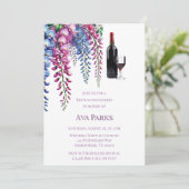 紫とピンクの藤のブランチと泡立ち 招待状 (スタンド正面)