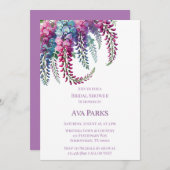 紫とピンクの藤ブライダルシャワー 招待状 (正面/裏面)