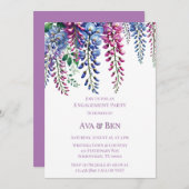 紫とピンクの藤婚約パーティ 招待状 (正面/裏面)