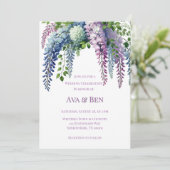紫とピンクの藤結婚のお祝い 招待状 (スタンド正面)
