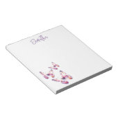 紫とピンクの蝶のノートカスタムパッド ノートパッド (アングル)