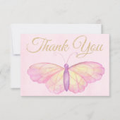 紫とピンクの蝶の赤ちゃんシャワーありがとう サンキューカード (正面)