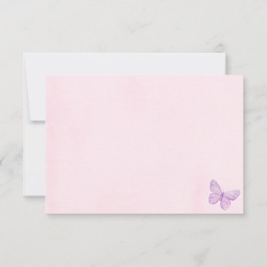 紫とピンクの蝶の赤ちゃんシャワーありがとう サンキューカード (裏面)