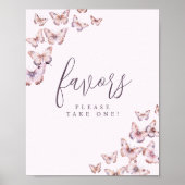 紫とピンクの蝶の赤ちゃんシャワー好意のサイン ポスター (正面)