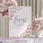 紫とピンクの蝶の赤ちゃんシャワー好意のサイン ポスター