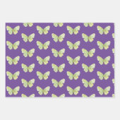 紫とピンクの蝶をテーマにしたギフト ラッピングペーパーシート (正面3)