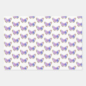 紫とピンクの蝶をテーマにしたギフト ラッピングペーパーシート (正面2)