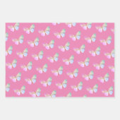 紫とピンクの蝶をテーマにしたギフト ラッピングペーパーシート (正面)