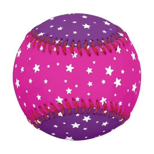 紫とピンクの野球の白い星 野球ボール (正面)