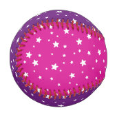 紫とピンクの野球の白い星 野球ボール (正面左)