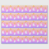 紫とピンクの雪だるま ラッピングペーパー (フラット)