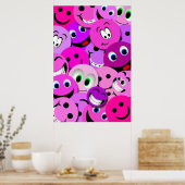 紫とピンクの顔コラージュのポスター ポスター (キッチン)