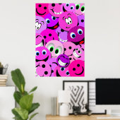 紫とピンクの顔コラージュのポスター ポスター (ホームオフィス)