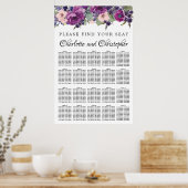 紫とピンクの20台結婚の座席表 ポスター (キッチン)