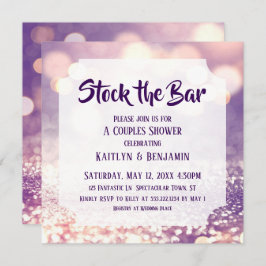 紫とピンクの《写真》ぼけ味、ストックバーカップルのシャワー 招待状