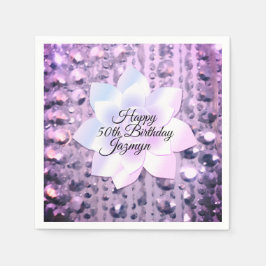 紫とピンクエレガントとビーズ スタンダードカクテルナプキン