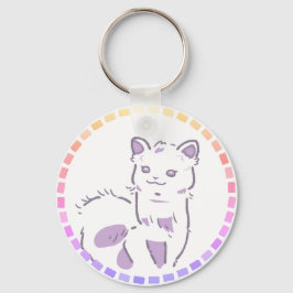 紫とピンクグラデーション&笑顔のアルパカデザイン キーホルダー