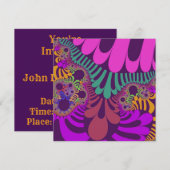 紫とピンクモダン 招待状 (正面/裏面)