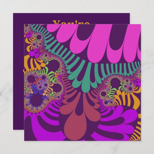 紫とピンクモダン 招待状 (正面/裏面)