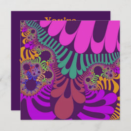 紫とピンクモダン 招待状