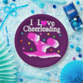 紫とピンクI愛チアリーティング紙プレート ペーパープレート (パーティー)