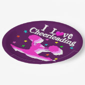 紫とピンクI愛チアリーティング紙プレート ペーパープレート (アングル)