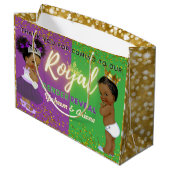 紫とファンシー緑を王室の明らかにするアフリカのジェンダー ラージペーパーバッグ (裏面アングル)