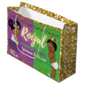 紫とファンシー緑を王室の明らかにするアフリカのジェンダー ラージペーパーバッグ (正面アングル)