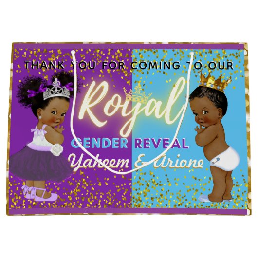 紫とファンシー青を明らかに王室のするアフリカの性別 ラージペーパーバッグ (正面)