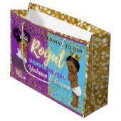 紫とファンシー青を明らかに王室のするアフリカの性別 ラージペーパーバッグ (正面アングル)